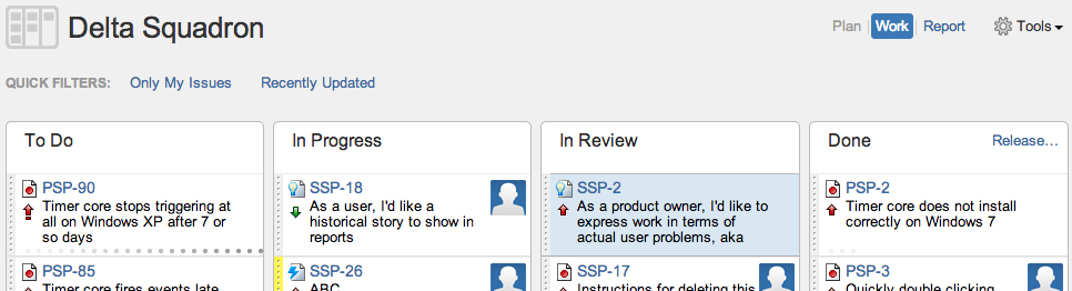 GreenHopper Kanban board - the perfect visualisation for every kanban team